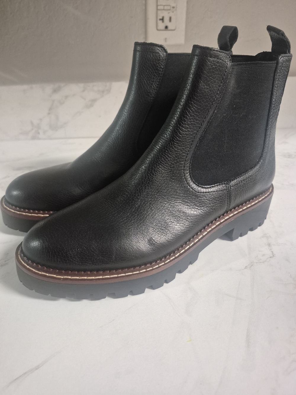 Caslon Black Leather Chelsea Lug Ankle Boots